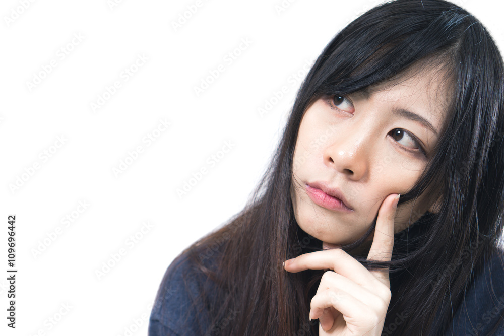 Asian woman thinking