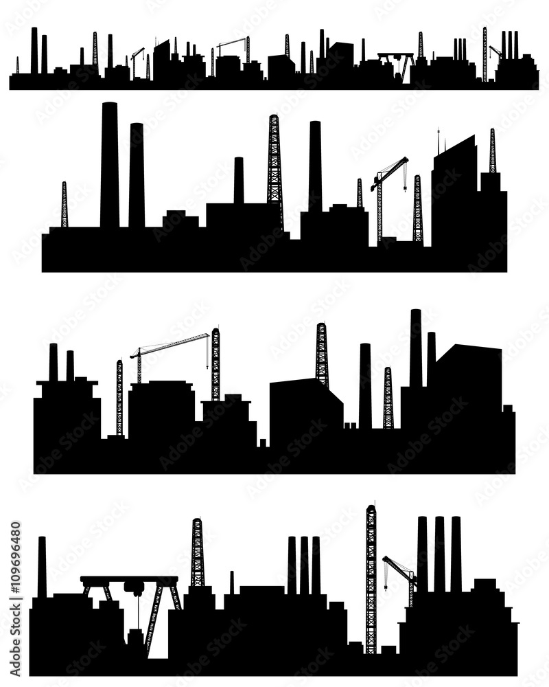 Naklejka premium Three factories silhouettes