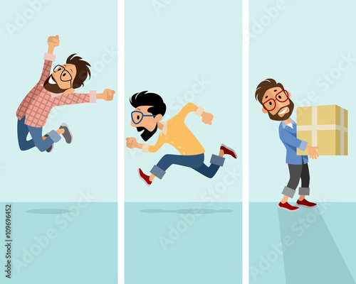 Three hipster in situation