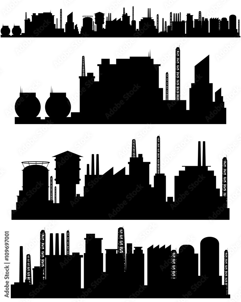 Obraz premium Three factories silhouettes