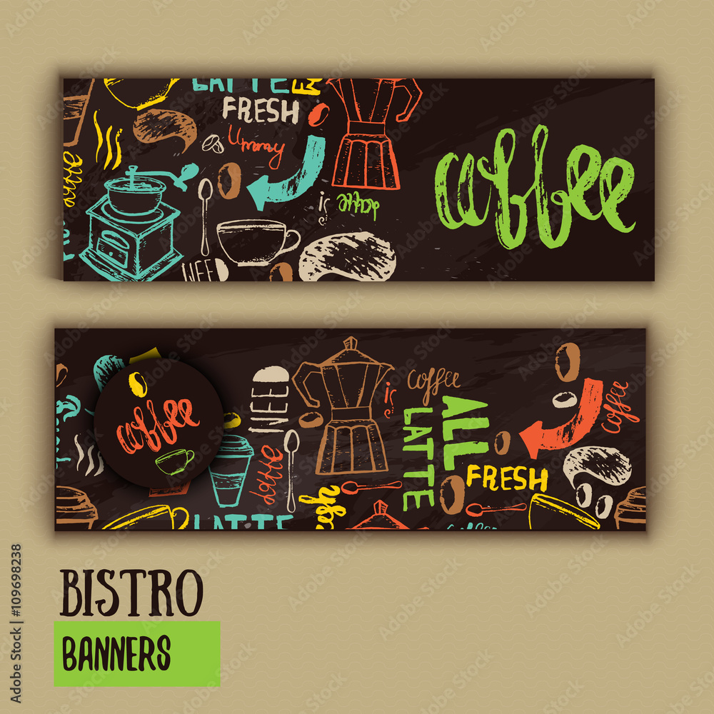 Vetor do Stock Cafe banner template design with lettering for coffee
