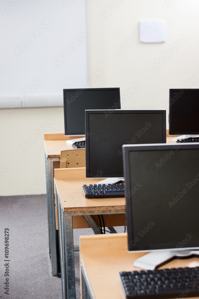 Computer Monitors With Blank Screens In Classroom Computer Monitors With Blank Screens In Classroom