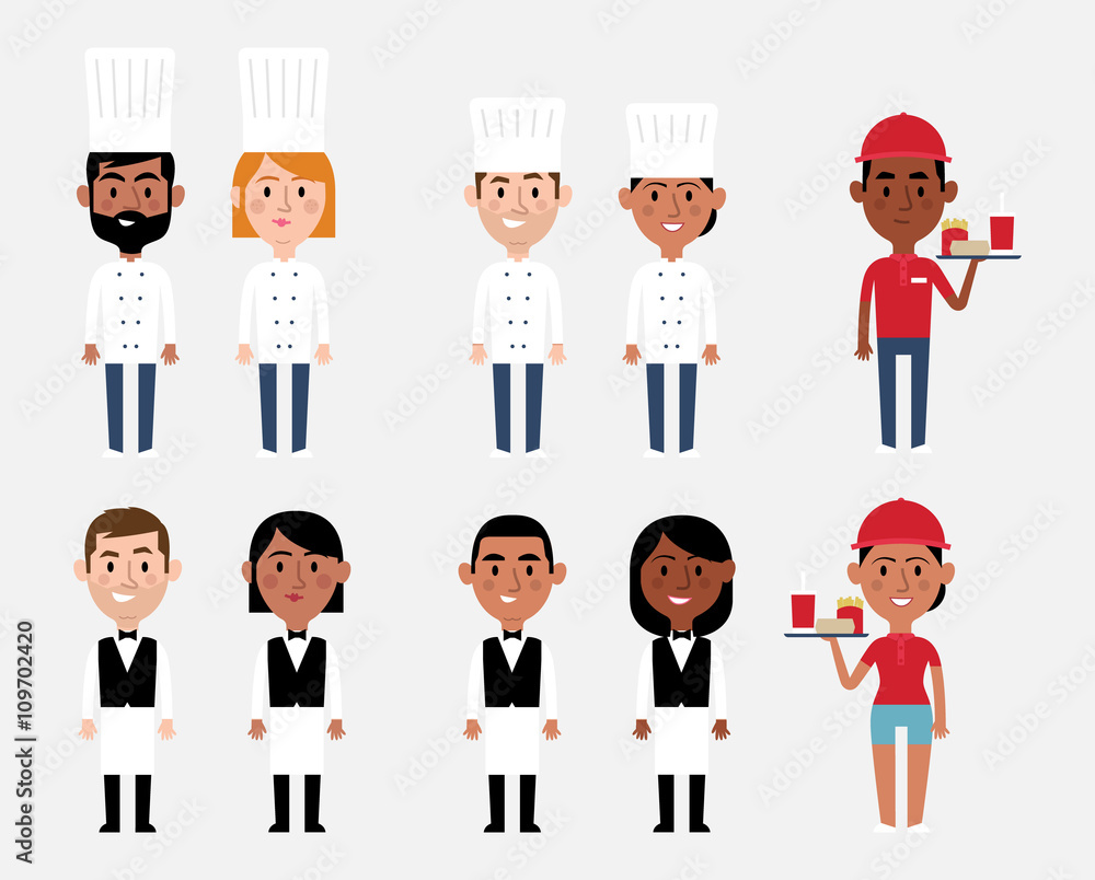 Illustration Of Characters Depicting Catering Occupations Illustration Of Characters Depicting Catering Occupations