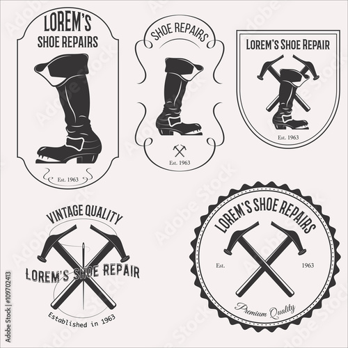 Shoe repair logo set