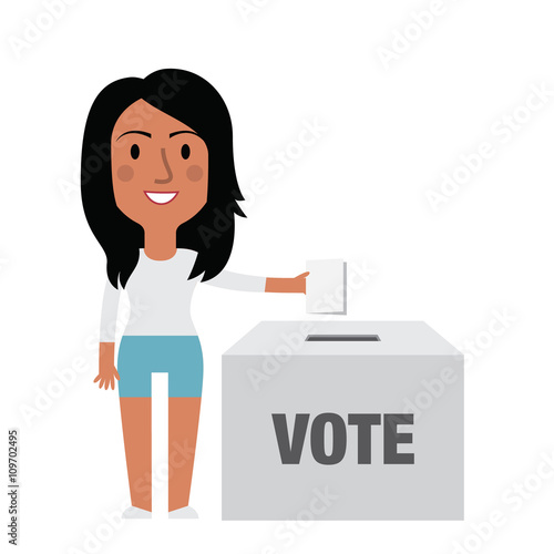 Illustration Of Female Character Putting Vote In Ballot Box
