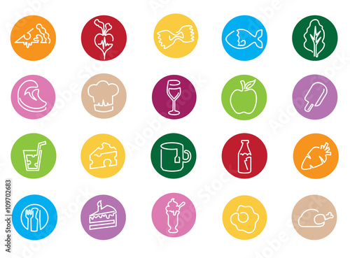 Illustration Of Icons Related To Food, Drink And Diet