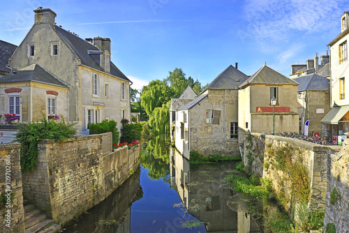 The river embankment of town Bayeux. Normandy, France photo