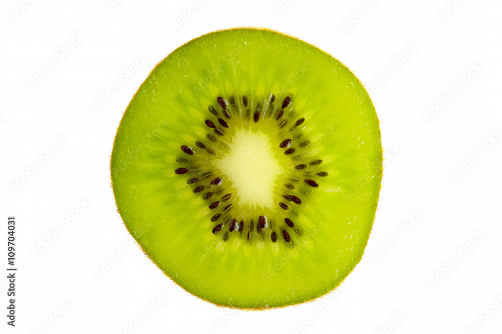 Cross section of fresh kiwi fruit isolated on white background Cross section of fresh kiwi fruit isolated on white background