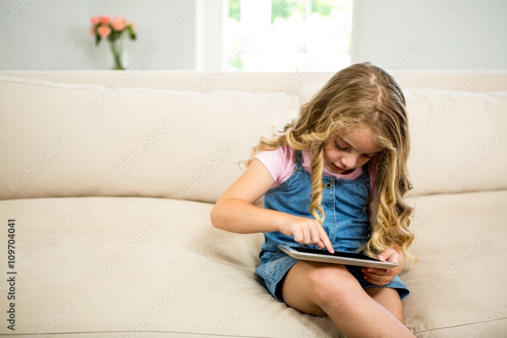 Cute girl with digital tablet Cute girl with digital tablet