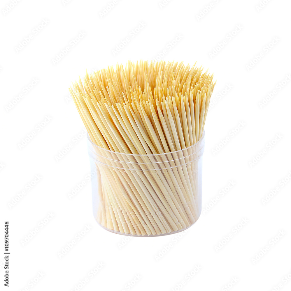 Wooden toothpicks isolate on white background