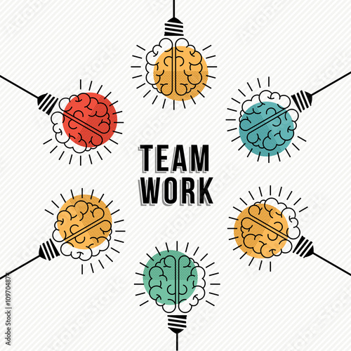 Teamwork business concept of modern human brains