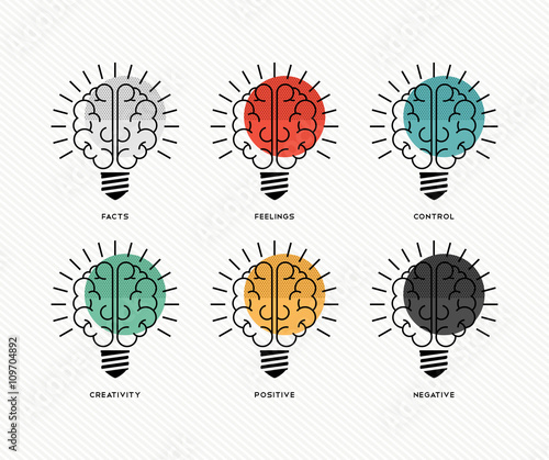 Six thinking hats human brain concept design