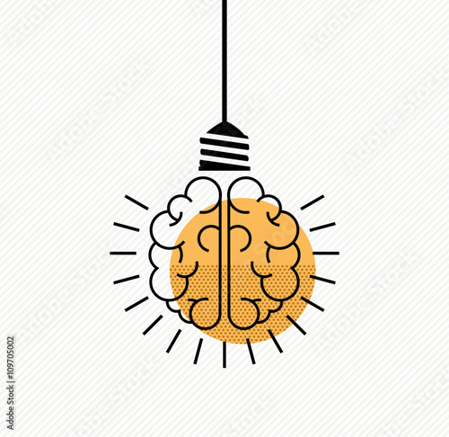 Human brain idea concept in modern line art style