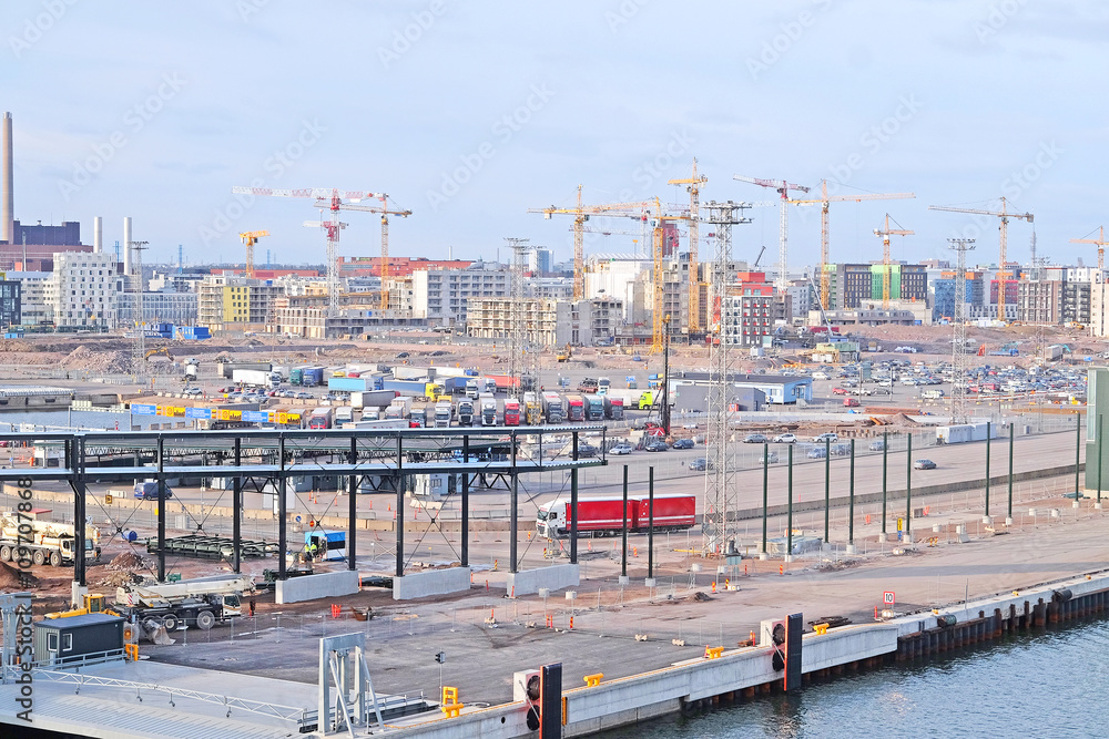 Helsinki, Finland - March, 14, 2016: veiw of construction in Helsinki, Finland Helsinki, Finland - March, 14, 2016: veiw of construction in Helsinki, Finland