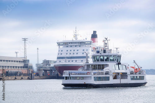 Helsinki, Finland - March, 14, 2016: cruise ship in a sea near Helsinki, Finland