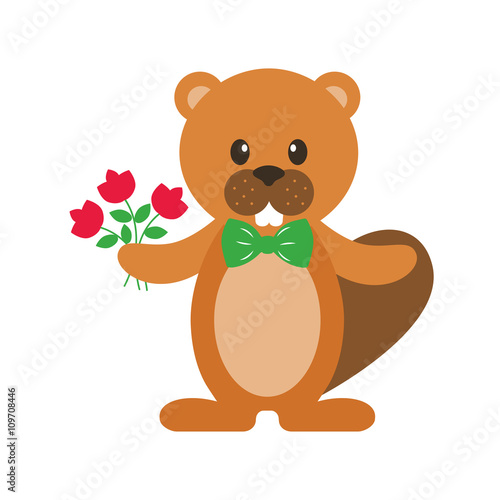 beaver with flower