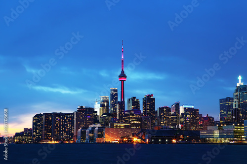 The Toronto skyline at dusk