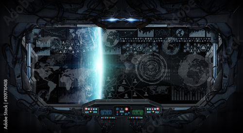 Fototapeta Naklejka Na Ścianę i Meble -  View of planet Earth from inside a space station