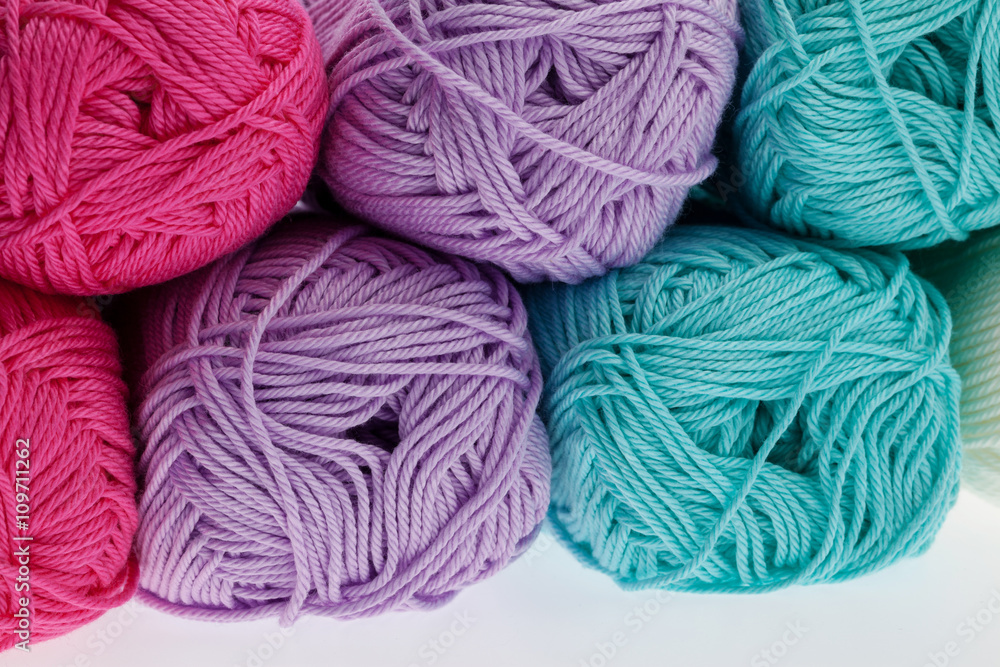 Colorful wool yarn hanks