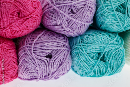 Colorful wool yarn hanks