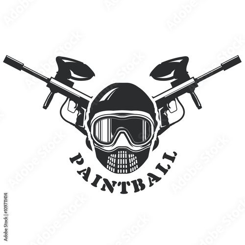 Paintball emblem - mask and two crossed markers