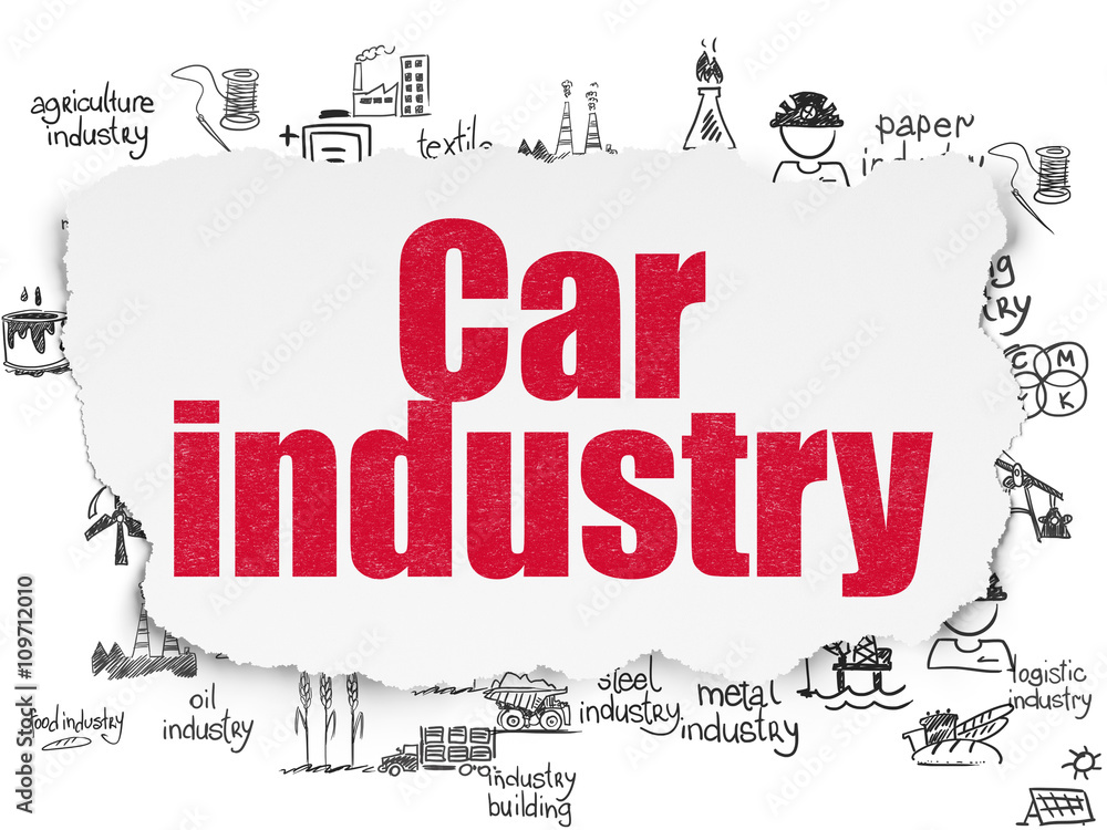 Fototapeta premium Manufacuring concept: Car Industry on Torn Paper background