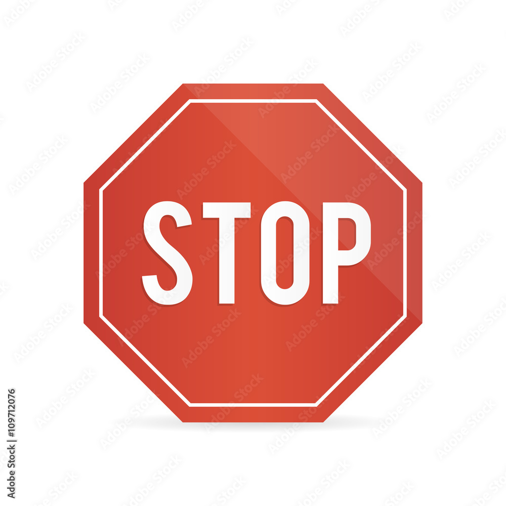 Traffic stop sign on a white background with shadow Traffic stop sign on a white background with shadow
