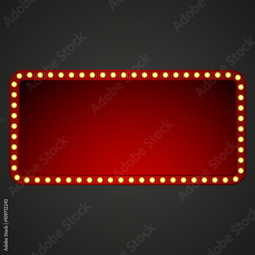 Signboard for text with light bulbs. Vector illustration