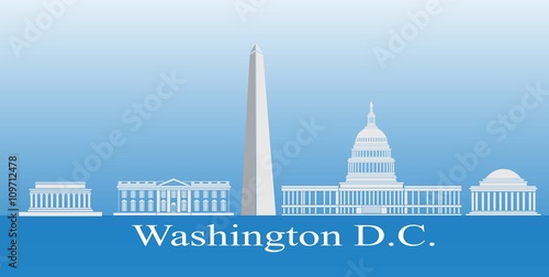 Washington DC iconic buildings, Washington DC, USA. Vector illustration.