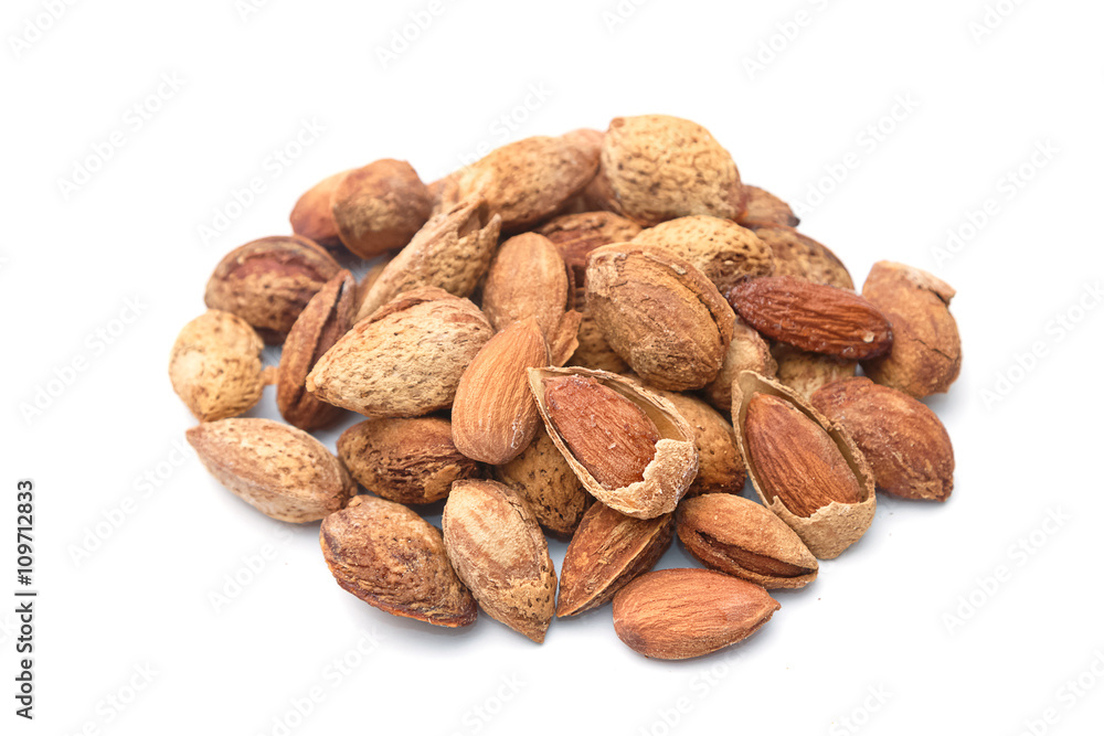 group of almonds background,isolate group of almonds background,isolate