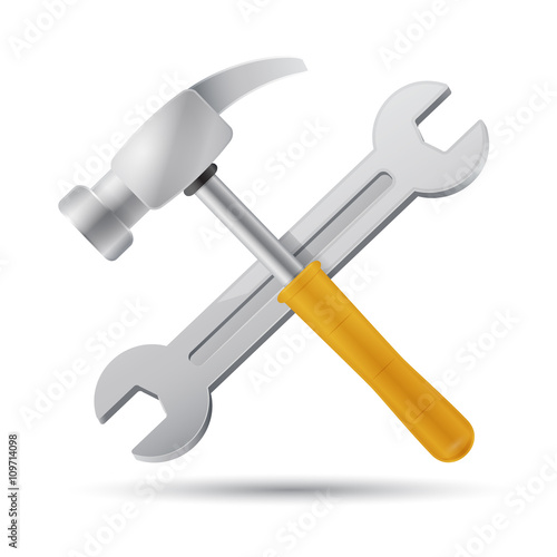 Tools icon. Hammer and wrench vector illustration