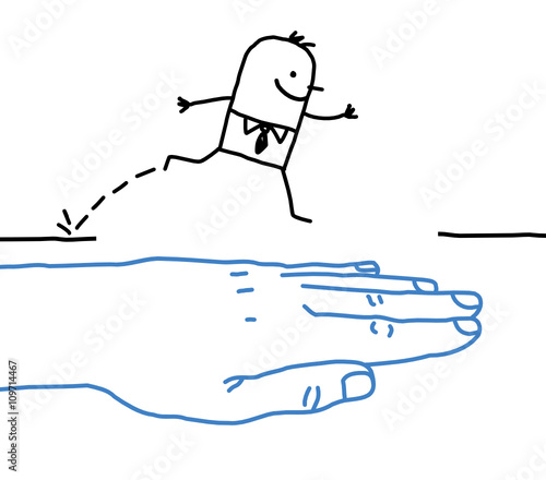 big hand with cartoon character - help