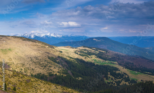Panoramic landscape in the spring mountains.