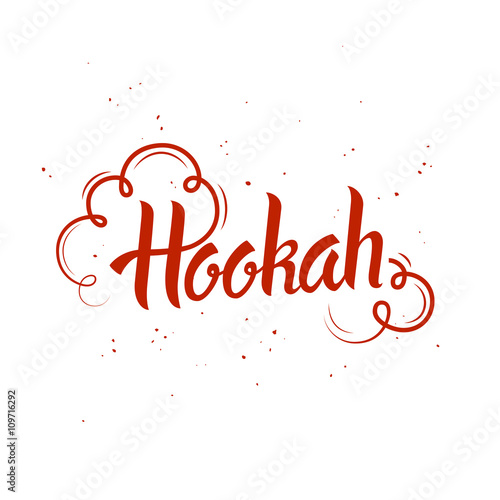Hookah logo. Vector hand drawn hookah lettering on a grunge background.