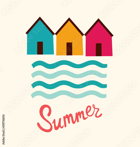 Vector summer illustration with beach houses