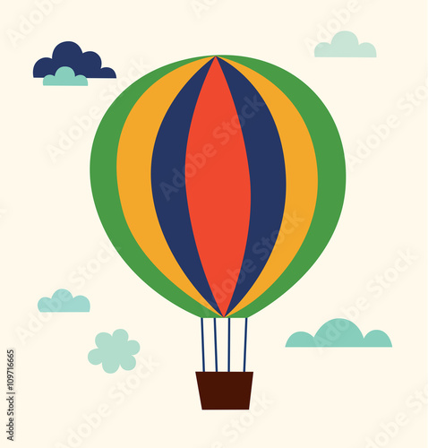 Vector summer illustration with colored balloon
