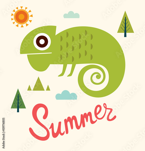 Vector summer illustration with Iguana