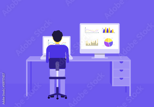 business people on  analytic  graph monitor.business investment planning