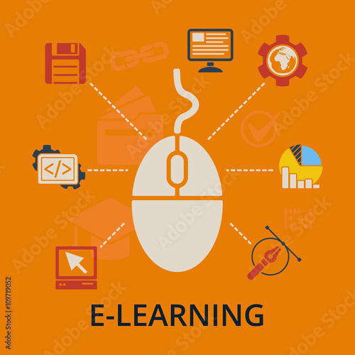 E-learning concept. Vector illustration.