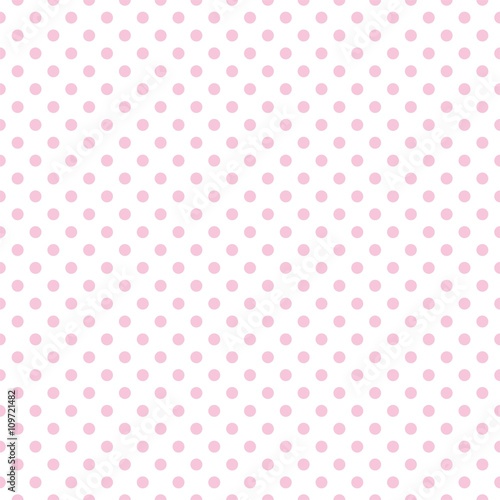Tile vector pattern with pink polka dots on white background