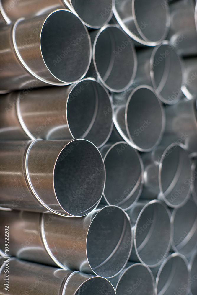 Ventilation metal pipes. Galvanized iron pipes. Ventilation metal pipes. Galvanized iron pipes.