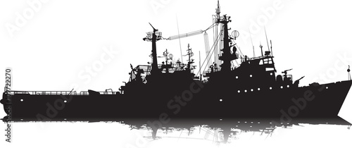 Vector silhouette of the military ship