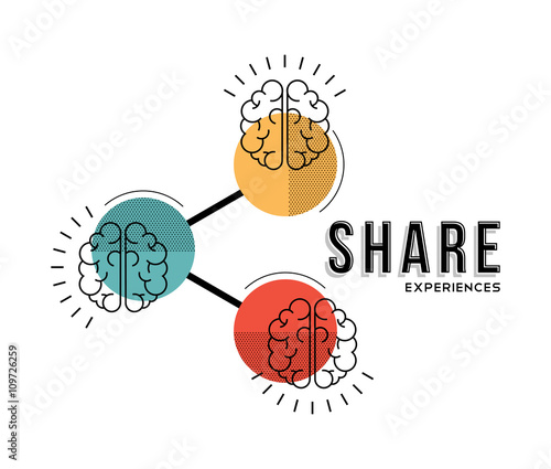Teamwork share experiences line art concept illustration photo