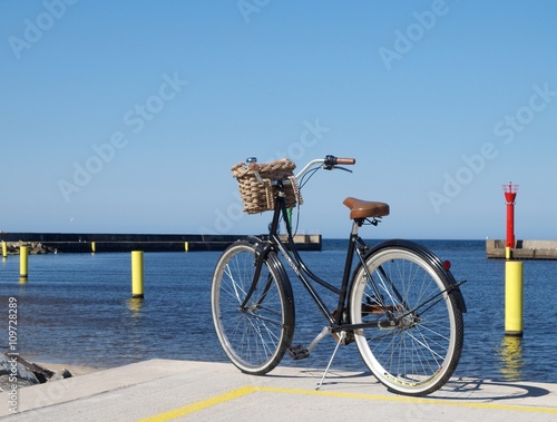 rower na tle wejścia o portu