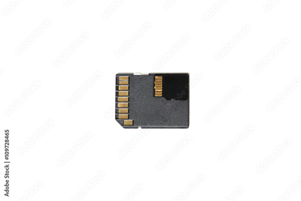 Stack of SD and micro SD memory cards isolated on white