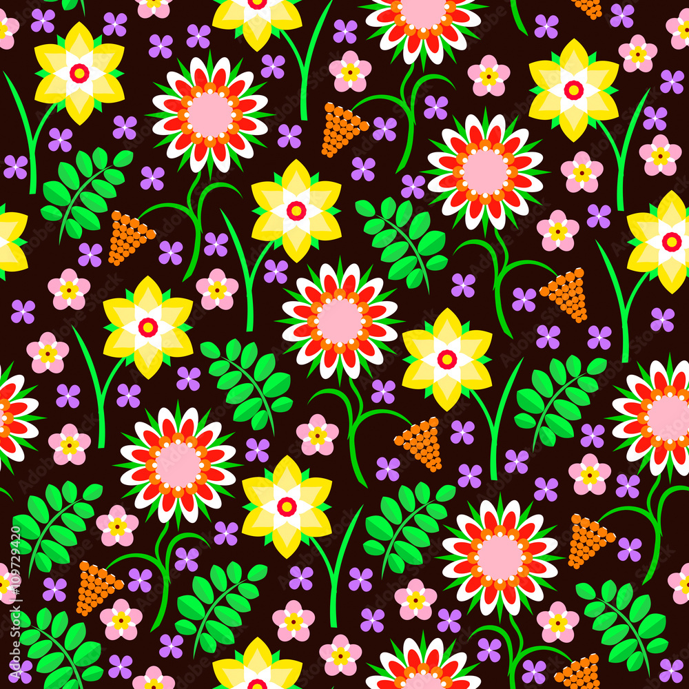Seamless background with floral pattern, vector. Seamless background with floral pattern, vector.