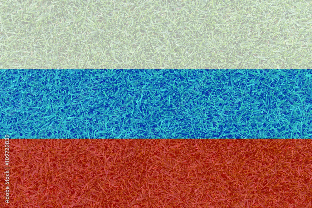 Fototapeta premium Football field textured by Russia national flag on euro 2016