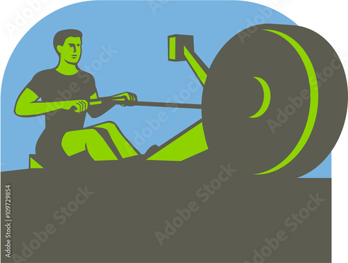 Rower Rowing Machine Half Circle Retro