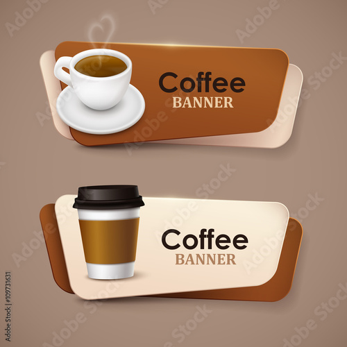 Set of vector banners with coffee.