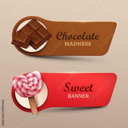 Set of vector banners with chocolate and sweets.